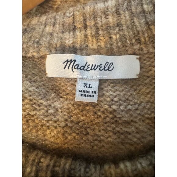 Madewell Crew Neck Space Dye Pleated Sleeve Wool Blend Sweater Cream/Tan Size XL - Picture 8 of 13